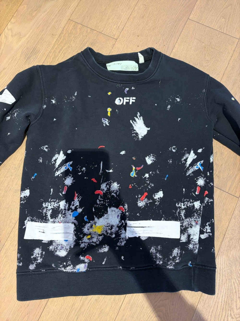 Off-White Black Paint-Splatter Pullover Sweatshirt